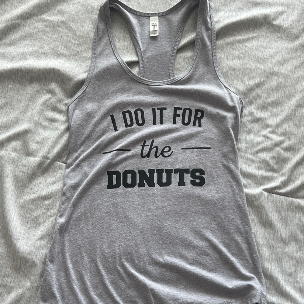 Next Level Apparel “I do it for the Donuts” Grey Tank Top